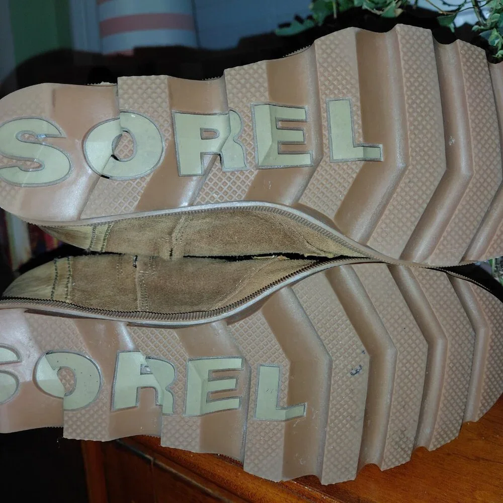 Sorel Womens Size 9.5 Cate The Great Wedge Boots Lace Up High Tall Camel - Picture 7 of 9